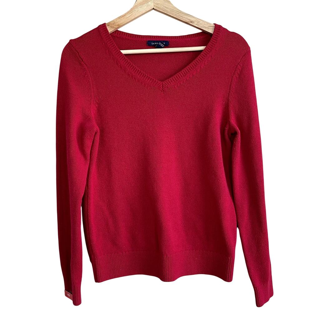 Lands' End red knit pullover sweater women's size smallβ minimalist capsule